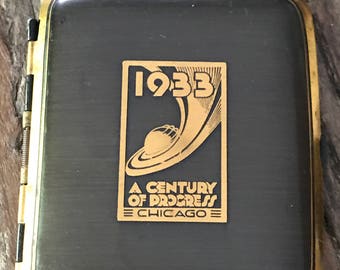 Vintage souvenir 1933 Chicago 'A Century Of Progress' cigarette case