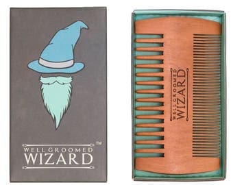 Beard Comb, Wooden Anti Static Double Sided Beard and Hair Comb by Well Groomed Wizard