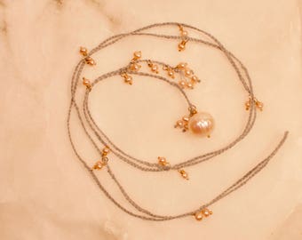 Chain long braided with beads "Cadiz"