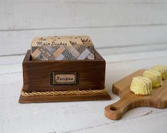 Recipe Card Box , Distressed Look, Custom made divider cards included