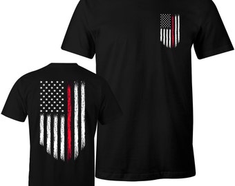 Thin Red Line Firefighter Shirt Firefighters Thin Red Line USA Flag Courage Men's T-Shirt