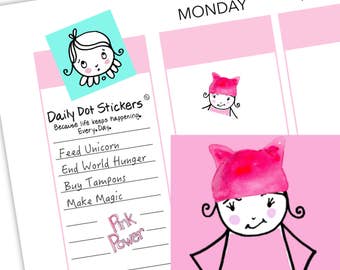 Printable Stickers | Pink Pussy Hat Stickers | Planner Stickers | Erin Condren | Printable Planner | Happy Planner | Instant Download