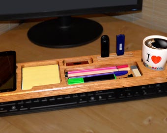 Wood Desktop Organizer/Father's Day/Boyfriend Gift/Gifts For Men/Gifts For Him/Desktop Shelf Office and Home/Keyboard Rack/Dock Station