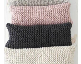 Throw Pillow | Living Room Pillow | Chunky Knit Pillow | Back Rest Pillow | White | Grey | Blush | Charcoal | Bed Pillow | Knit Cushion