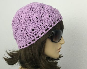 Womens Summer Crochet Hat Womens Summer Beanie in Lavender Women Spring Hat Summer Fashion