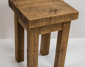 Rustic wooden side tables, plant stand, bedsides, Solid wood, Medium oak finish, Worldwide shipping (free P+P to UK Mainland t&cs apply)