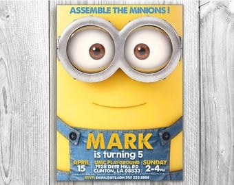 Minions invitation, 5x7 / 4x6 Despicable Me Invitation, Minion Card Printable, Minions Birthday Party, Minions Printable.