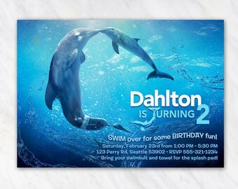 Dolphin Invitations Dolphin Party Printable Dolphin Birthday