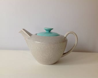 Large vintage 1950s ice green and seagull Poole pottery tea pot.
