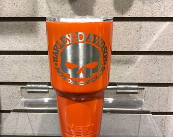 Harley Davidson custom powder coated lazer etched yeti tumber 30oz