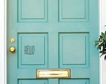 Hello Front Door Decal- Front Door Decal- Hello Door Vinyl Sticker- Hello Door Sign