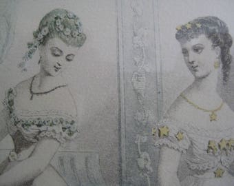 Vintage Framed French Paris Fashion Print 'Petit Courrier des Dames'