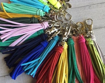 Tassel Keychain, Purse Charm Leather Zipper Pull, Bag Tassel, Handbag Tassel, Purse Zipper Pull - 3.5" Small Tassel Vegan Leather (ST110)