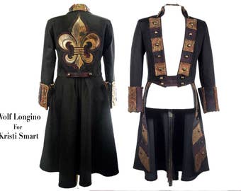 Anime steampunk pirate coat with fleur de lis