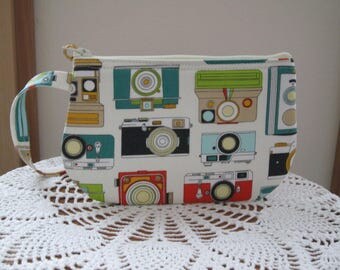 Vintage Camera Bag Small Clutch Wristlet Zipper Gadget Pouch Camera Bag