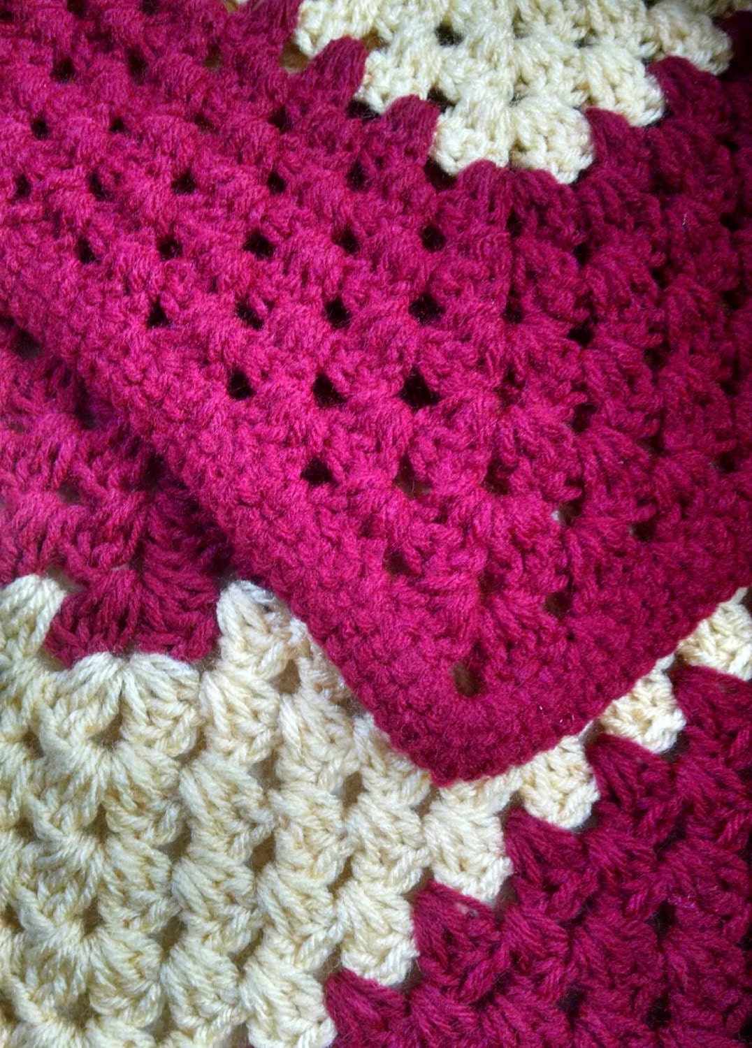 Baby Afghan Lap Robe Hand Crocheted Gryffendor Colors Burgundy