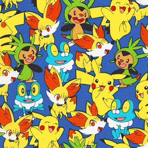 Pokémon Cotton Fabric From Robert Kaufman Character Toss On