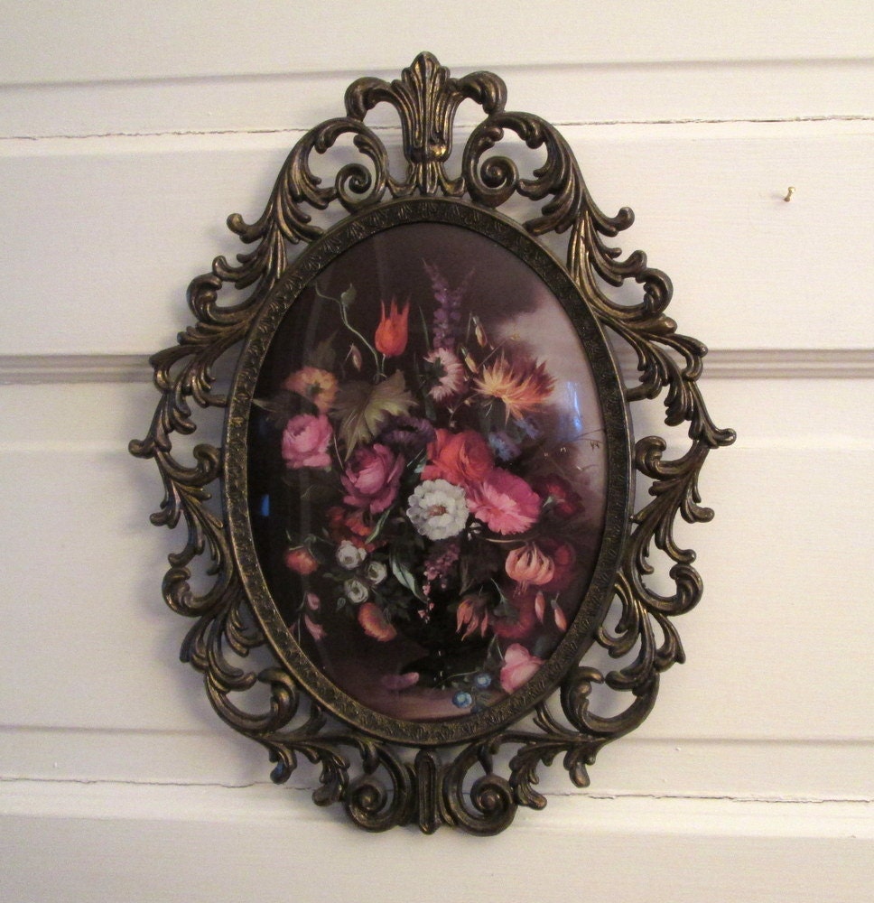 Vintage Oval Frame Bubble Glass Frame ornate frame convex