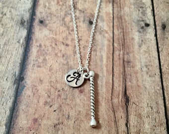 Baton initial necklace - majorette jewelry, band necklace, gift for majorette, baton twirler necklace, baton jewelry, twirler jewelry