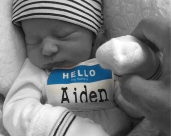 Hello My Name Is, Fabric Iron On Applique,Personalized,Three Colors Available, Bringing Baby Home, Hospital Gift,New Baby, Baby Shower