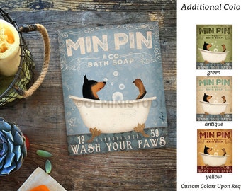 Min Pin miniature pinscher minpin dog bath soap Company artwork on gallery wrapped canvas by Stephen Fowler