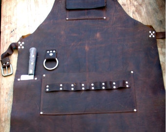 Chef's Leather Apron with Knife Sheath Pockets