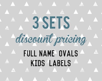 Full Name OVAL Kids Labels - 3 sets of 30 qty - Waterproof for Kids