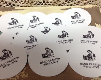Set Of Twelve Round Vintage Sewing Machine Tags, Sewing Machine, Seamtress Notions,