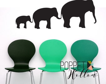 Elephant Wall Decal Family of Elephants in a Row Vinyl Sticker Set - Safari Jungle - Vinyl Wall Art Room Decor - CA108