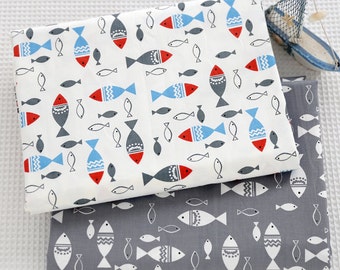 4353 - Fish Cotton Fabric - 62 Inch (Width) x 1/2 Yard (Length)
