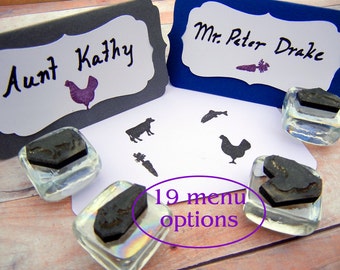 Wedding Escort Card Meal Choice Rubber Stamps Cow, Fish, Veg, Chicken, Kids, Pig, Lobster, Vegan, Gluten Free - 19 Choices by BlossomStamps