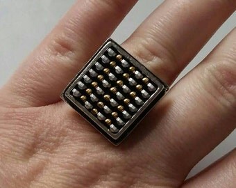 Recycled Vintage Silver Zipper Adjustable Ring