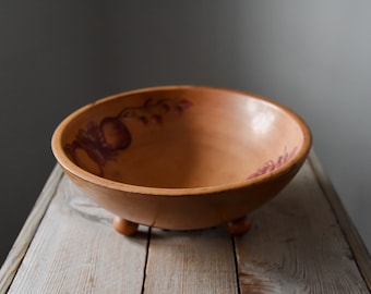 Vintage Wood Bowl, Vintage Wood Dough Bowl. Woodcroftery Bowl, Painted Wood Bowl, Vintage Bowl, Hand Painted Wood Bowl, Vintage Bowl,