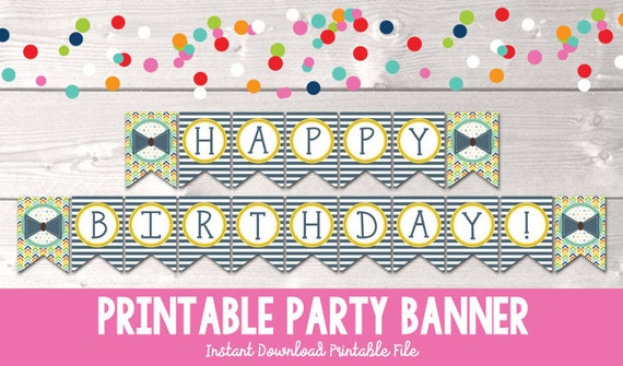 Items similar to Instant Download Boys Birthday Banner Little Man Happy ...