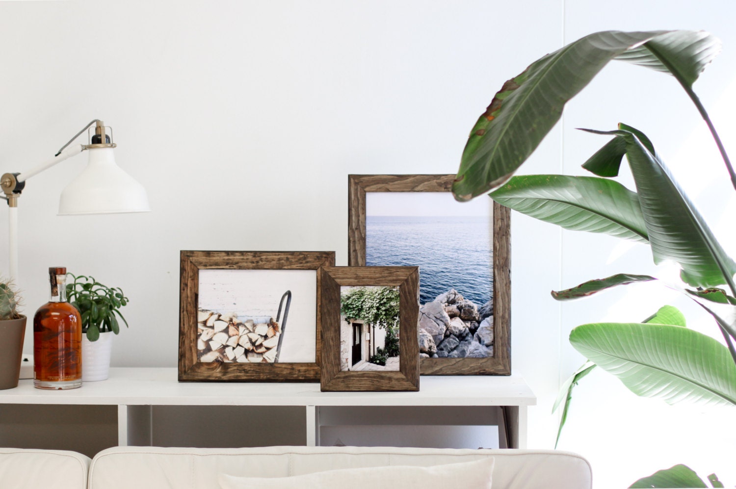 8x10 dark brown picture frame . distressed style . handmade