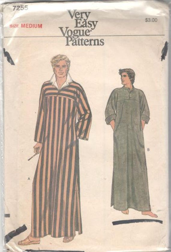 Vogue 7255 1970s Mens EAsY Pullover CAFTaN Pattern Adult