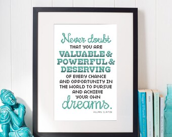 Never Doubt - Hillary Clinton Cross Stitch Pattern