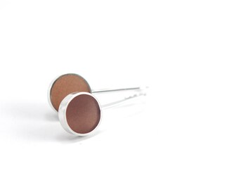Don't Stop Earrings brown resin and sterling silver - fall winter gift