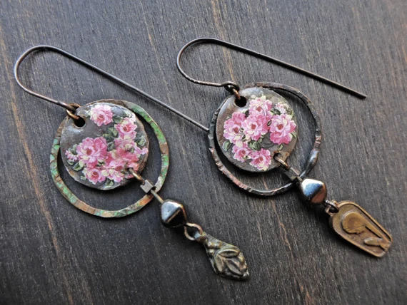 Little handmade artisan earrings, "Sisters of Joy"