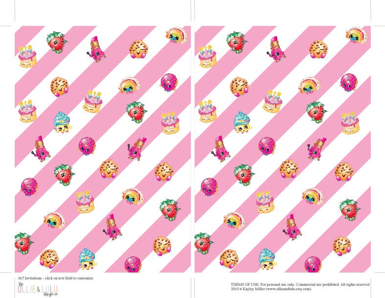 Instant Download Editable Shopkins and Shoppies Birthday