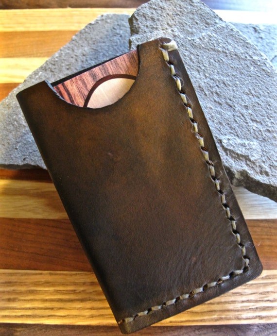 Leather Business Card holder/case/sleeve hand stamped/tooled