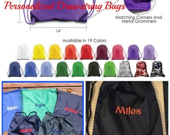 Personalized Drawstring Bag. Monogrammed Gym Bag. 17 colors to choose from. Cinch Sack, Gym Bag, Drawstring Bag. LB8881