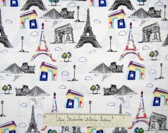 Pepe in Paris Fabric - Eiffel Tower Louvre Arc de Triomphe - Riley Blake YARD
