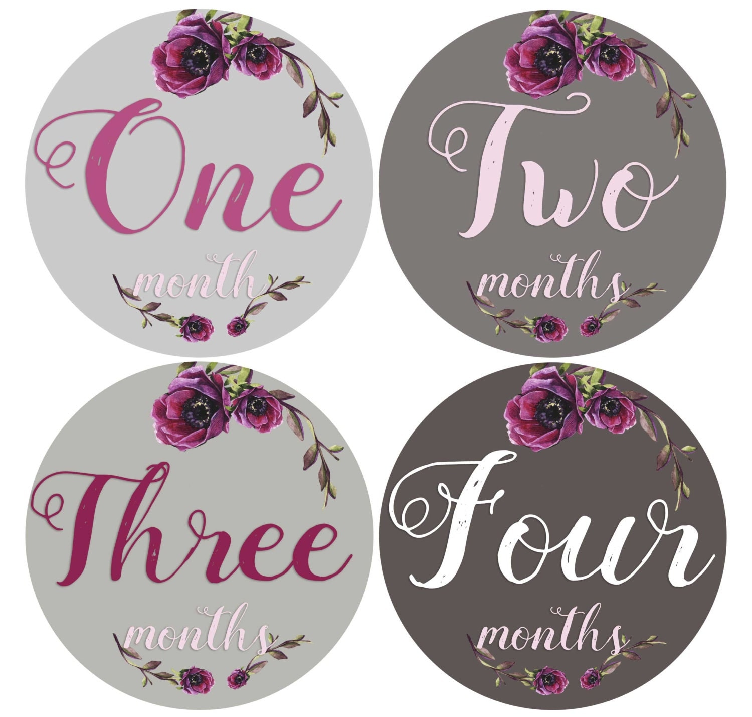 Baby Girl Monthly Stickers 1-12 Month Stickers Girl Month Age