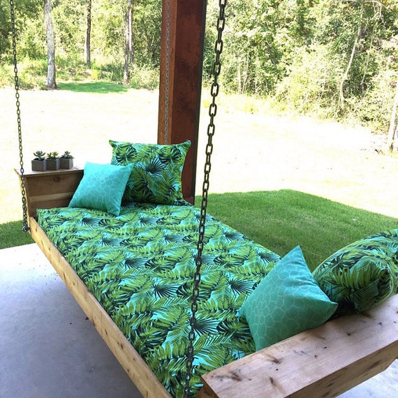 Custom Outdoor Bench Cushion with Coordinating Throw Pillow