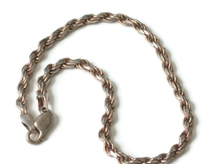 Sterling French Rope Chain Bracelet 8.25 Inches