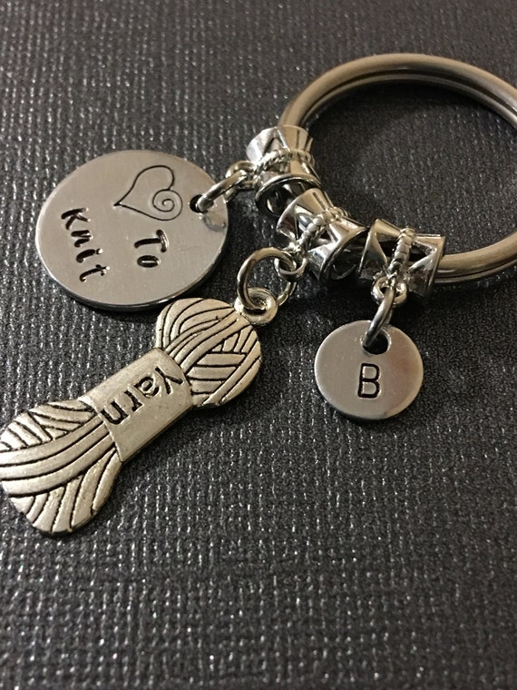 Yarn charm keychain Knitters Keychain I love to knit Keychain