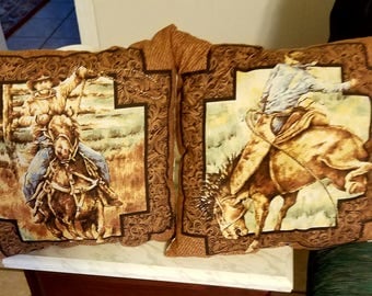 Two Rodeo Cowboy Toss Pillows