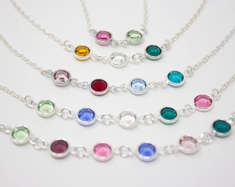 Grandmother Necklace, Grandmother's Birthday Gift, Crystal Birthstone Necklace, Choose your Colors