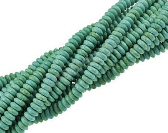 6MM Turquoise Rondelle Beads , Full Strand , 15.5 Inch Strand , Turquoise Rondelles